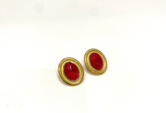 Orecchini Gena Mini - oro giallo/ bordeaux