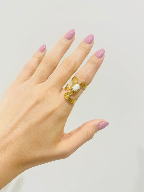 Anello Sofia - pietra bianca